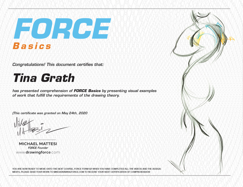 drawing force certificate Tina Grath